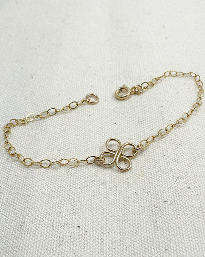 Clovers Small 14K Gold Filled Bracelet or Anklet - Cloverleaf Jewelry