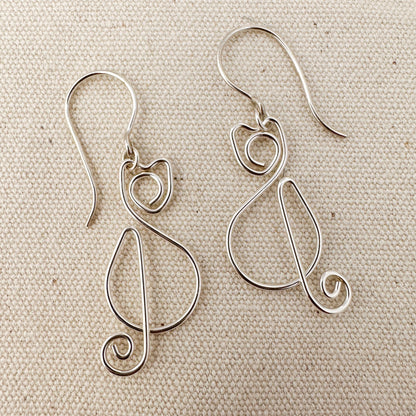 Kitschy Cats Silver Earrings - Cloverleaf Jewelry