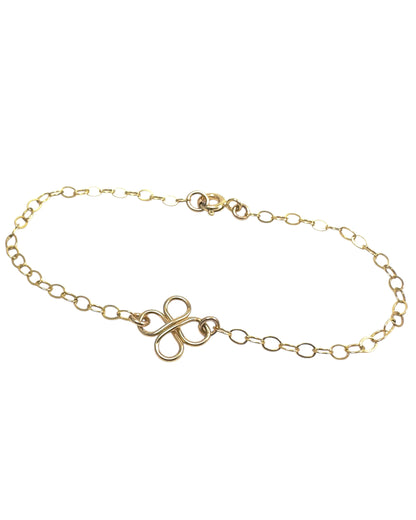 Clovers Small 14K Gold Filled Bracelet or Anklet - Cloverleaf Jewelry