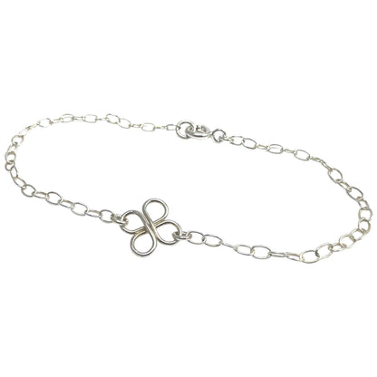 Clovers Small Sterling Silver Bracelet or Anklet - Cloverleaf Jewelry