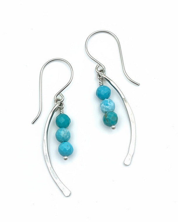 arc silver gemstones earrings by cloverleaf jewelry