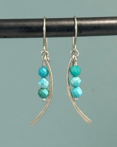 Arc Silver Gemstone Earrings - Cloverleaf Jewelry