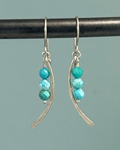 Arc Silver Gemstone Earrings - Cloverleaf Jewelry