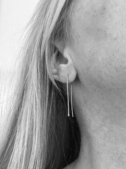 Clip Silver Vertical Threader Earrings - Cloverleaf Jewelry