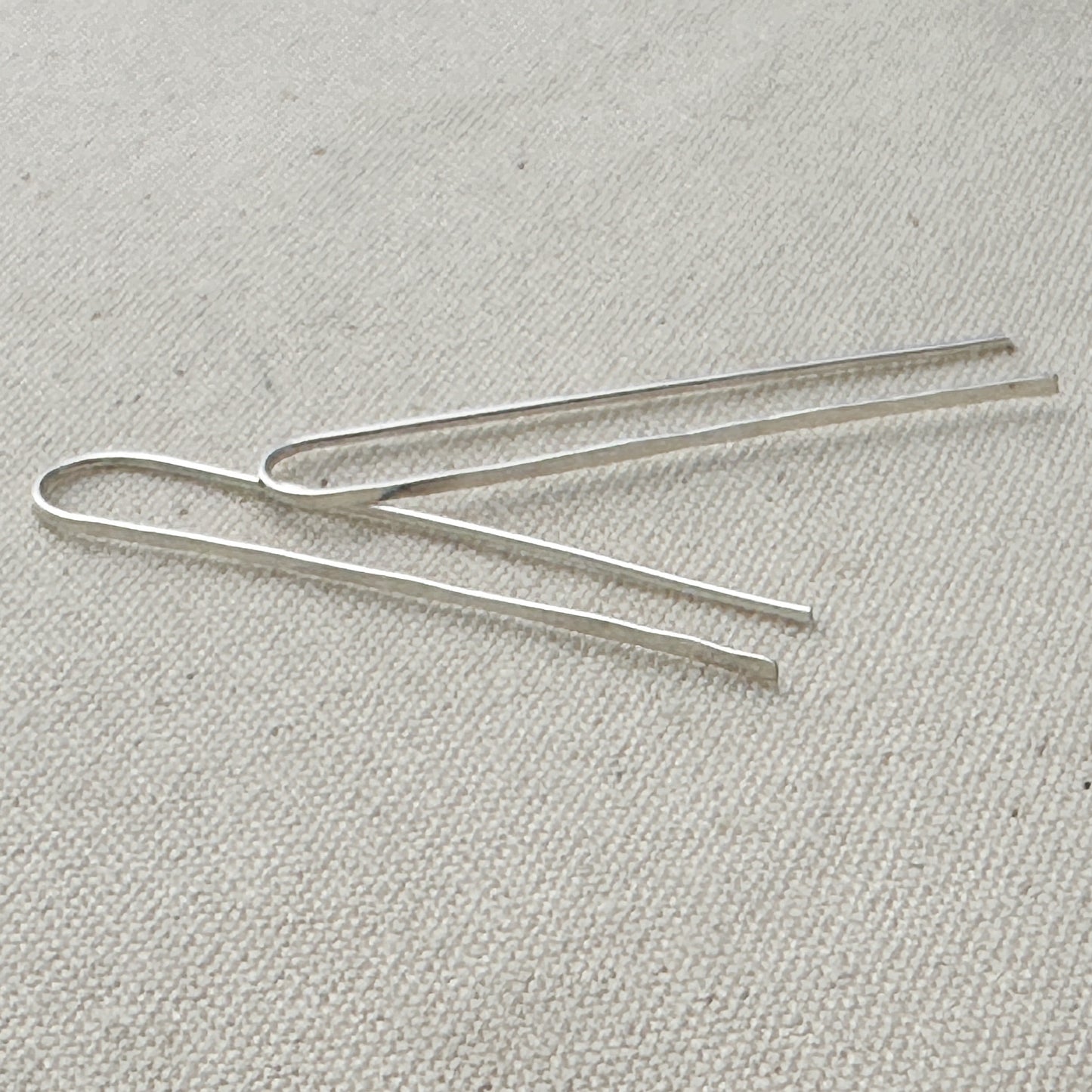 Clip Silver Vertical Threader Earrings