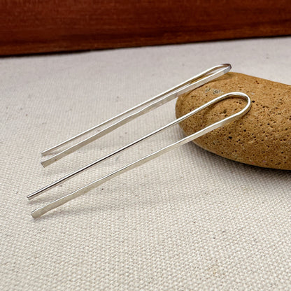 Clip Silver Vertical Threader Earrings - Cloverleaf Jewelry