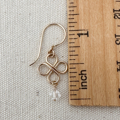 Clovers Gold Earrings with Crystals - Cloverleaf Jewelry