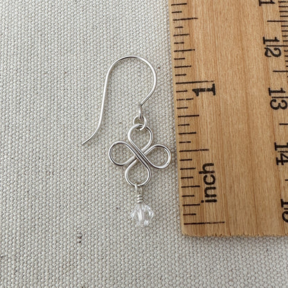 Clovers Silver Earrings with Crystals - Cloverleaf Jewelry