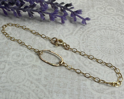 Derby Small Oval Gold Bracelet or Anklet - Cloverleaf Jewelry
