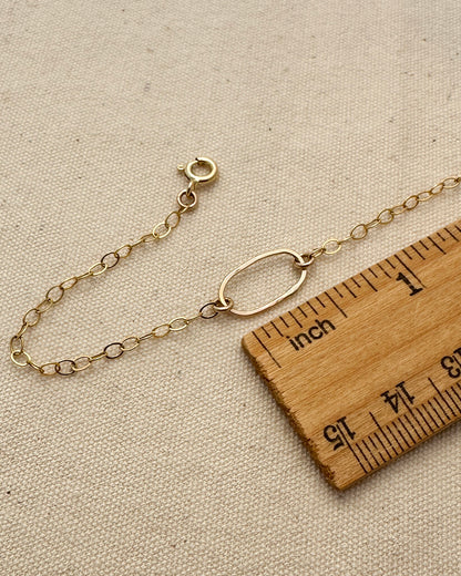 Derby Small Oval Gold Bracelet or Anklet - Cloverleaf Jewelry