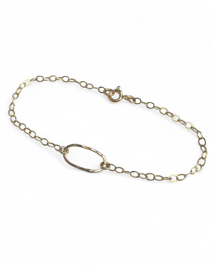 Derby Small Oval Gold Bracelet or Anklet - Cloverleaf Jewelry