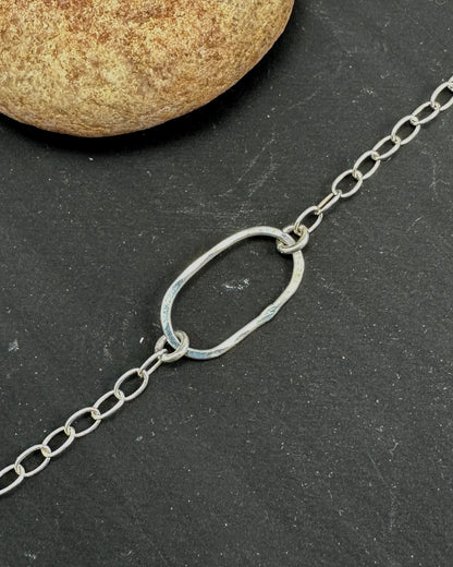 Derby Small Oval Silver Bracelet or Anklet - Cloverleaf Jewelry