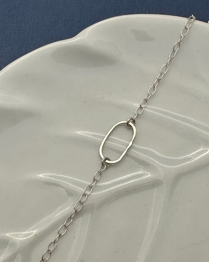 Derby Small Oval Silver Bracelet or Anklet - Cloverleaf Jewelry