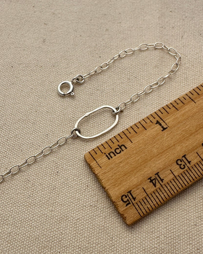 Derby Small Oval Silver Bracelet or Anklet - Cloverleaf Jewelry
