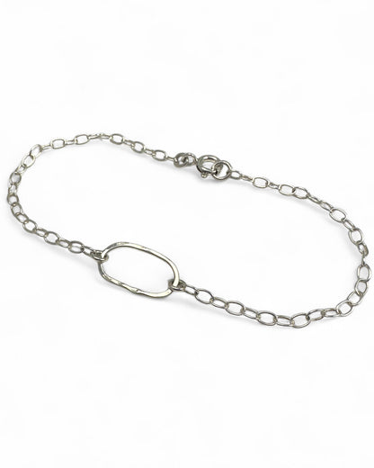 Derby Small Oval Silver Bracelet or Anklet - Cloverleaf Jewelry