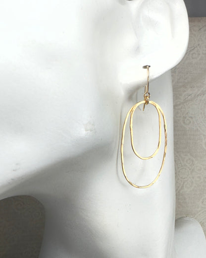 Derby Large Double Oval Earrings in Silver or Gold - Cloverleaf Jewelry