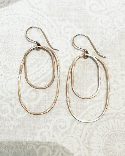 Derby Large Double Oval Earrings in Silver or Gold - Cloverleaf Jewelry