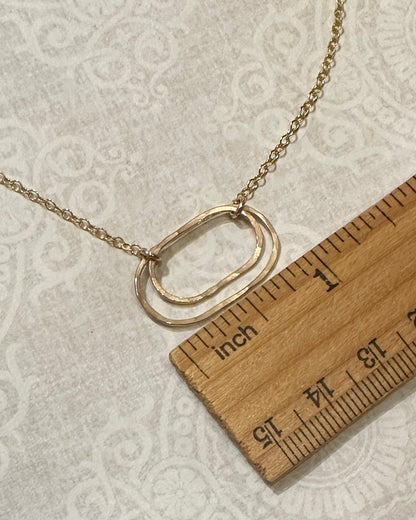 Derby Gold Double Oval Necklace, Horizontal - Cloverleaf Jewelry
