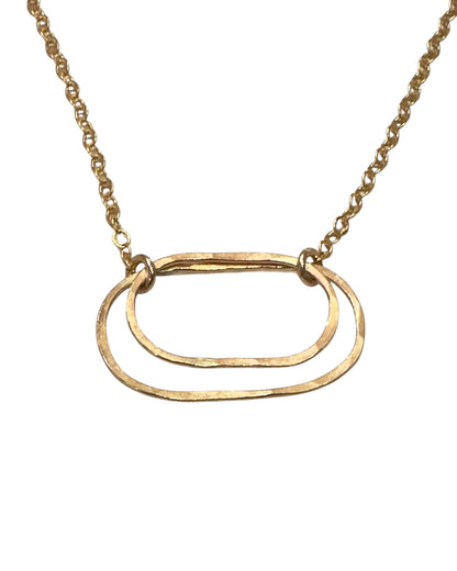 Derby Gold Double Oval Necklace, Horizontal - Cloverleaf Jewelry