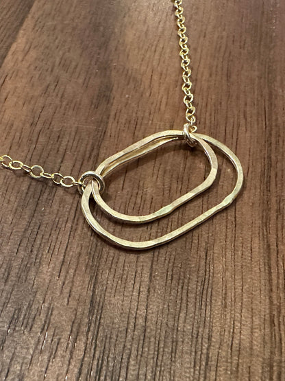 Derby Gold Double Oval Necklace, Horizontal - Cloverleaf Jewelry