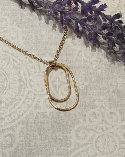 Derby Gold Double Oval Necklace, Vertical - Cloverleaf Jewelry