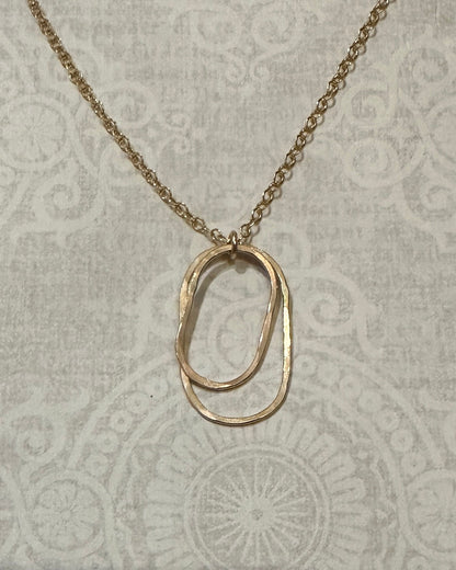Derby Gold Double Oval Necklace, Vertical - Cloverleaf Jewelry