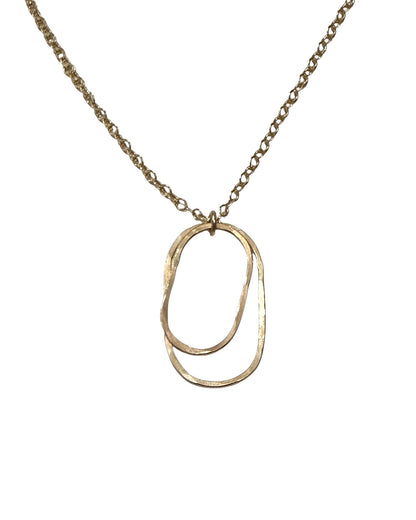Derby Gold Double Oval Necklace, Vertical - Cloverleaf Jewelry