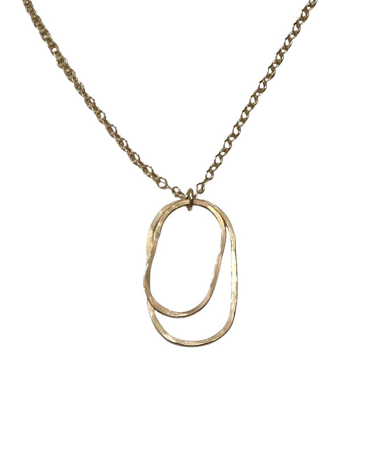 Derby Gold Double Oval Necklace, Vertical
