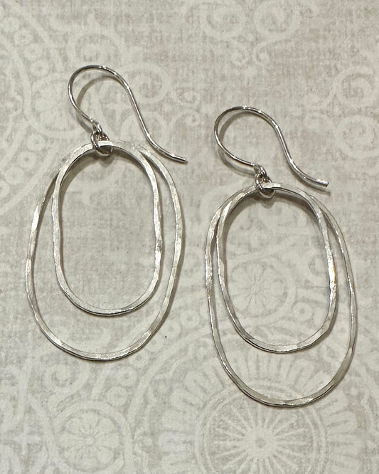 Derby Large Double Oval Earrings in Silver or Gold - Cloverleaf Jewelry