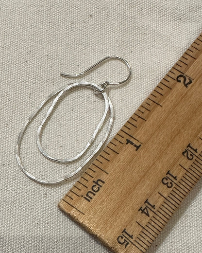 Derby Large Double Oval Earrings in Silver or Gold - Cloverleaf Jewelry