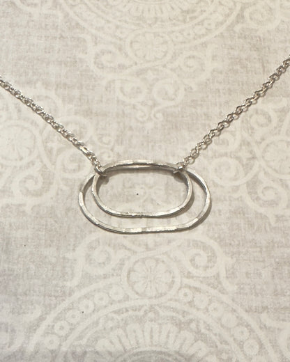 Derby Silver Double Oval Necklace, Horizontal - Cloverleaf Jewelry