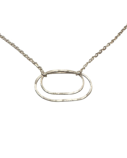 Derby Silver Double Oval Necklace, Horizontal - Cloverleaf Jewelry