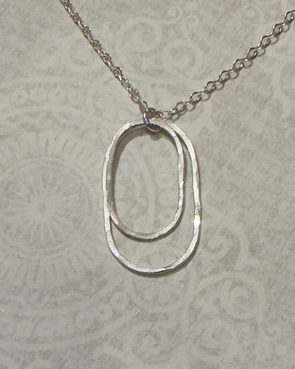 Derby Silver Double Oval Necklace, Vertical - Cloverleaf Jewelry