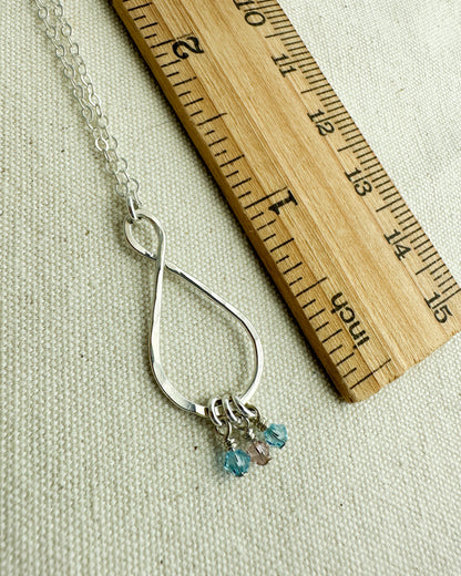 Dewdrop Sterling Silver Birthstone Necklace - Cloverleaf Jewelry