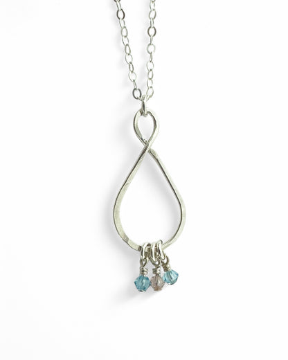 Dewdrop Sterling Silver Birthstone Necklace - Cloverleaf Jewelry