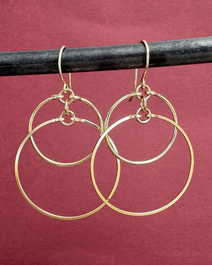 Eclipse Gold Large Earrings with Mixed Metal Option - Cloverleaf Jewelry