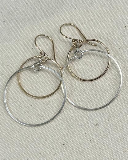 Eclipse Gold Large Earrings with Mixed Metal Option - Cloverleaf Jewelry