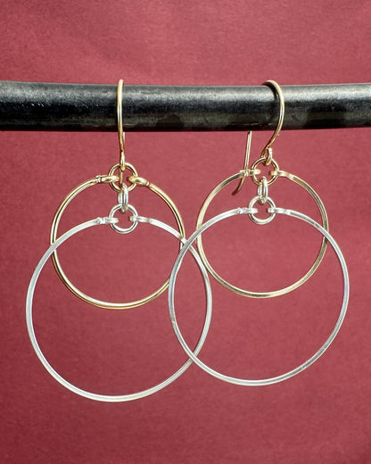 Eclipse Gold Large Earrings with Mixed Metal Option - Cloverleaf Jewelry