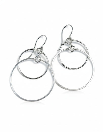 Eclipse Silver Large Earrings with Mixed Metal Option - Cloverleaf Jewelry