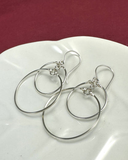 Eclipse Silver Large Earrings with Mixed Metal Option - Cloverleaf Jewelry