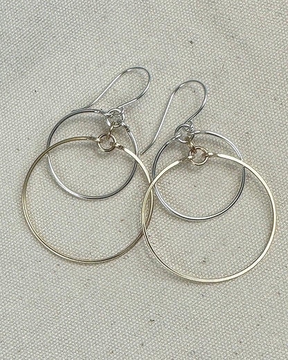 Eclipse Silver Large Earrings with Mixed Metal Option - Cloverleaf Jewelry