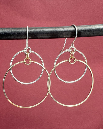 Eclipse Silver Large Earrings with Mixed Metal Option - Cloverleaf Jewelry