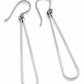 Pair of silver teardrop earrings on a gray background