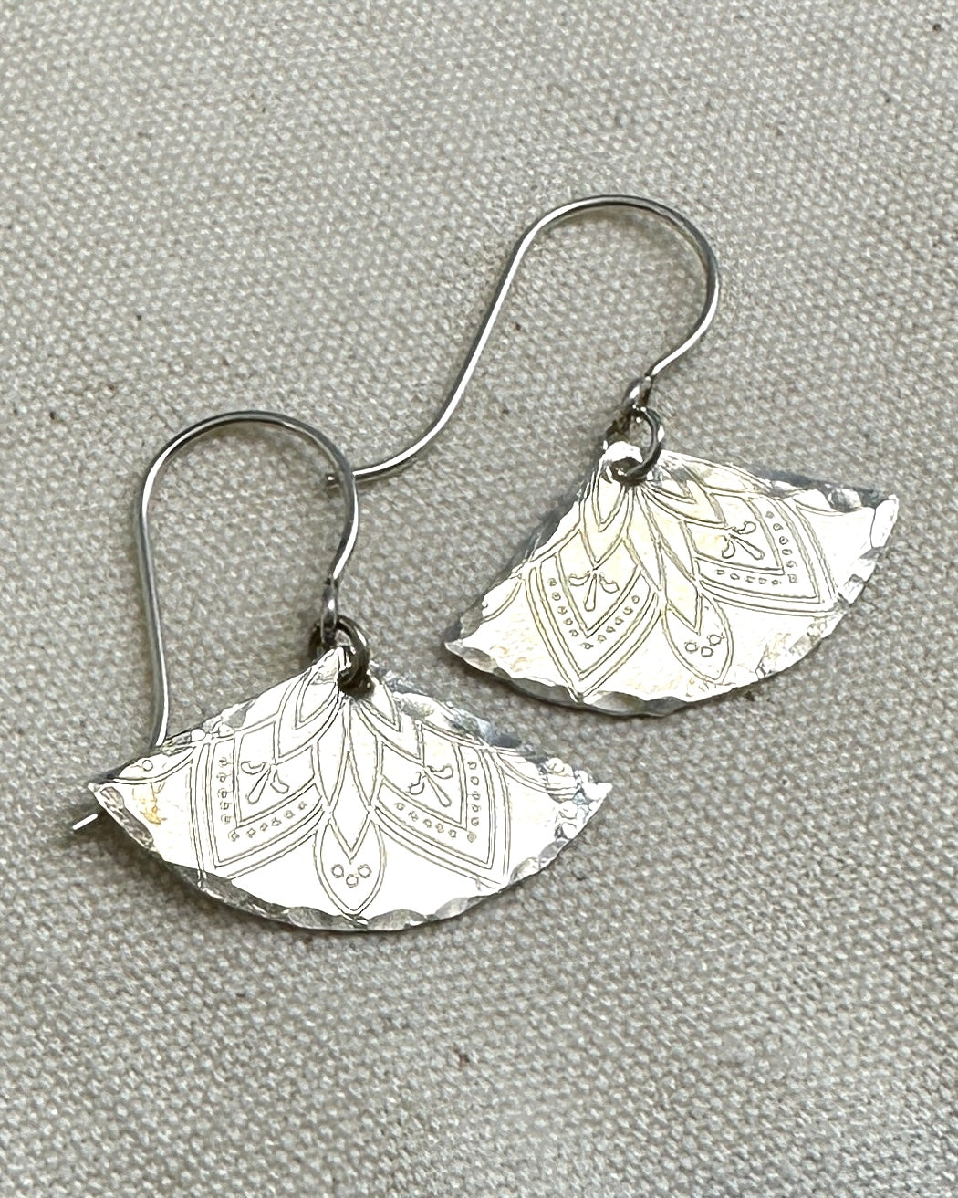 Fanfare Silver Earrings with Mandala - Cloverleaf Jewelry