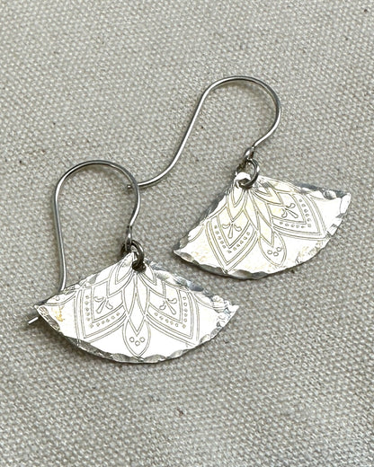Fanfare Silver Earrings with Mandala - Cloverleaf Jewelry