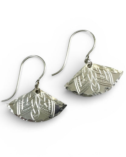 Fanfare Silver Earrings with Mandala - Cloverleaf Jewelry