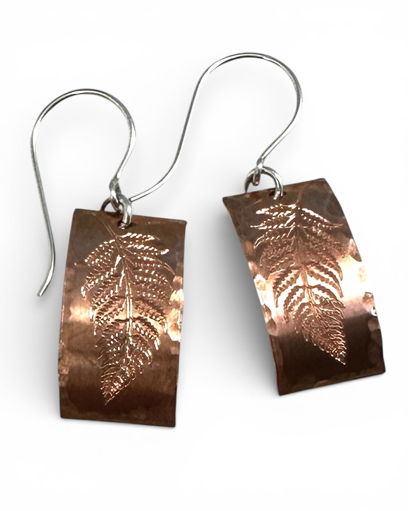 Fern Copper and Silver Earrings - Cloverleaf Jewelry