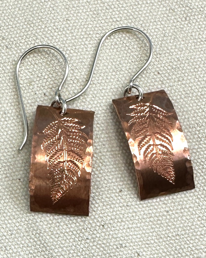 Fern Copper and Silver Earrings - Cloverleaf Jewelry