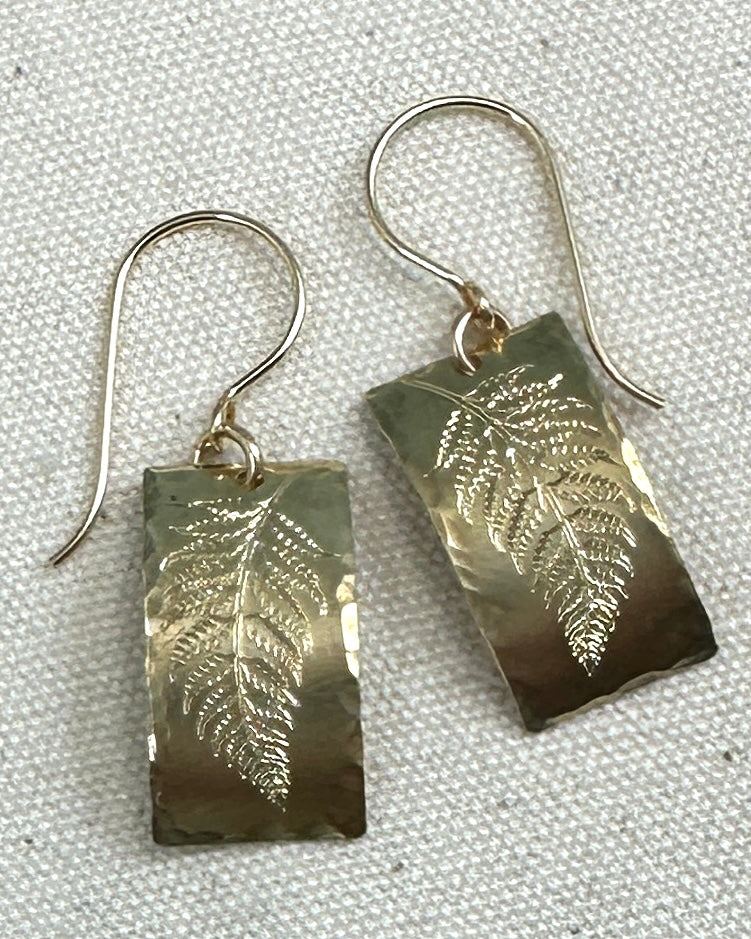 Fern Gold Earrings - Cloverleaf Jewelry
