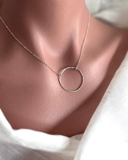 Halo Silver Circle Necklace - Cloverleaf Jewelry